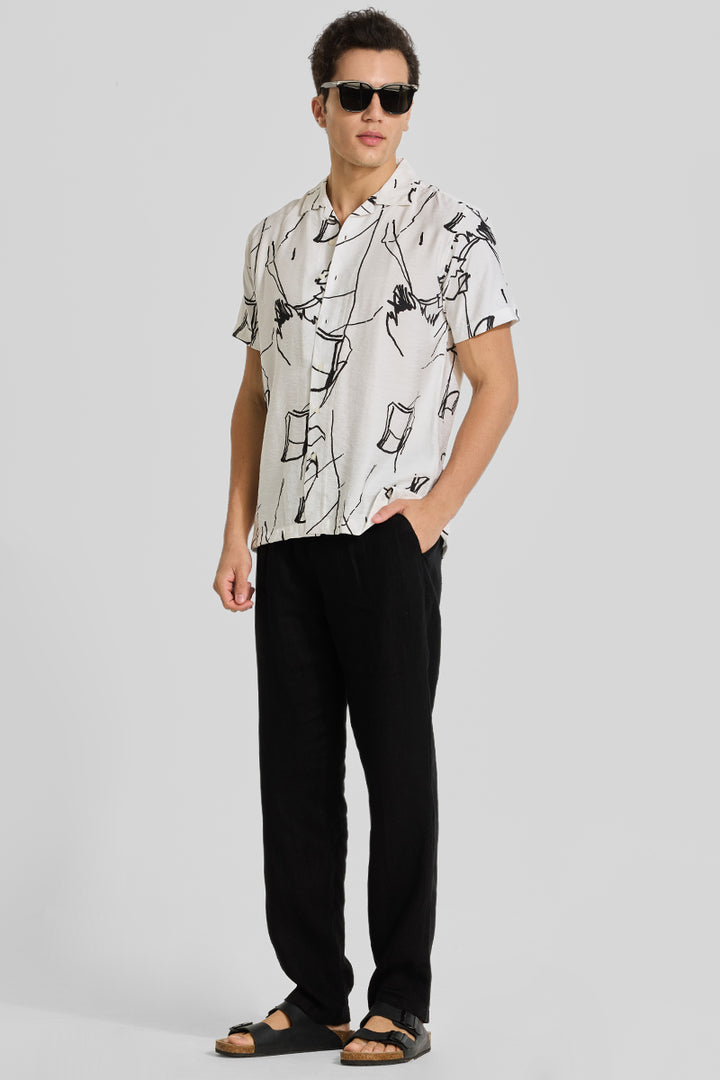 White Cuban Abstract Shirt