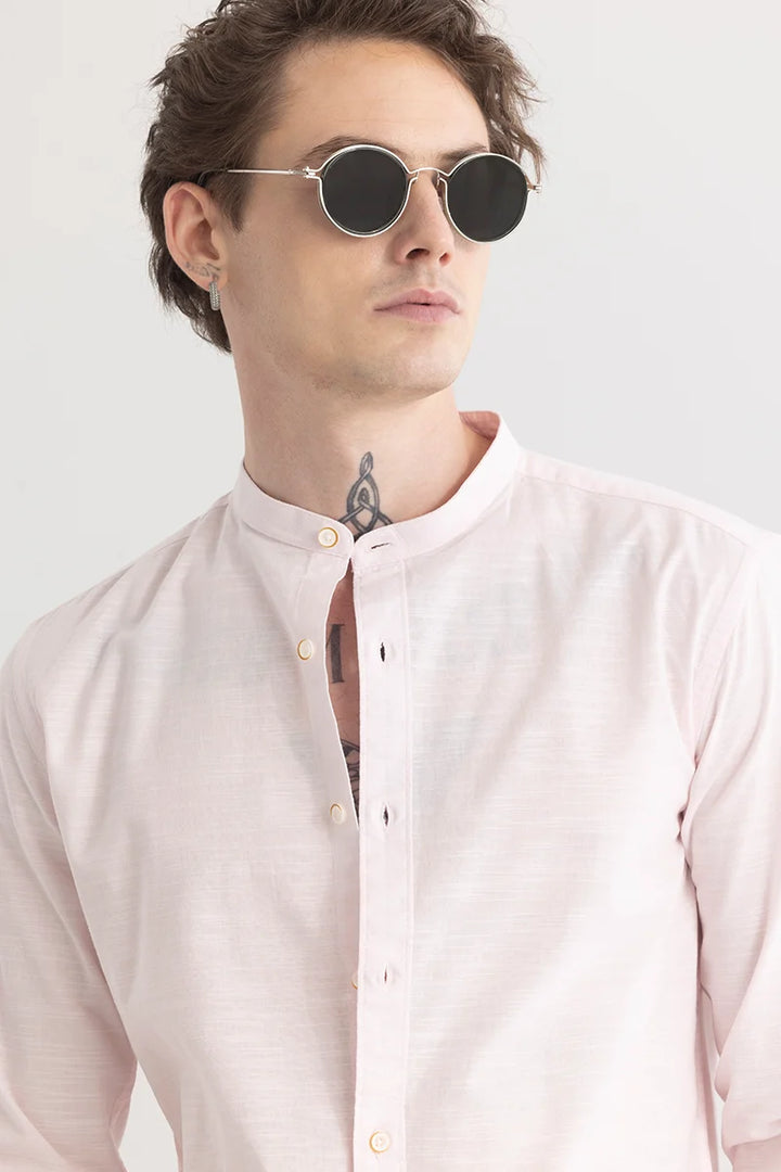 Mandarique Pink Linen Blend Shirt