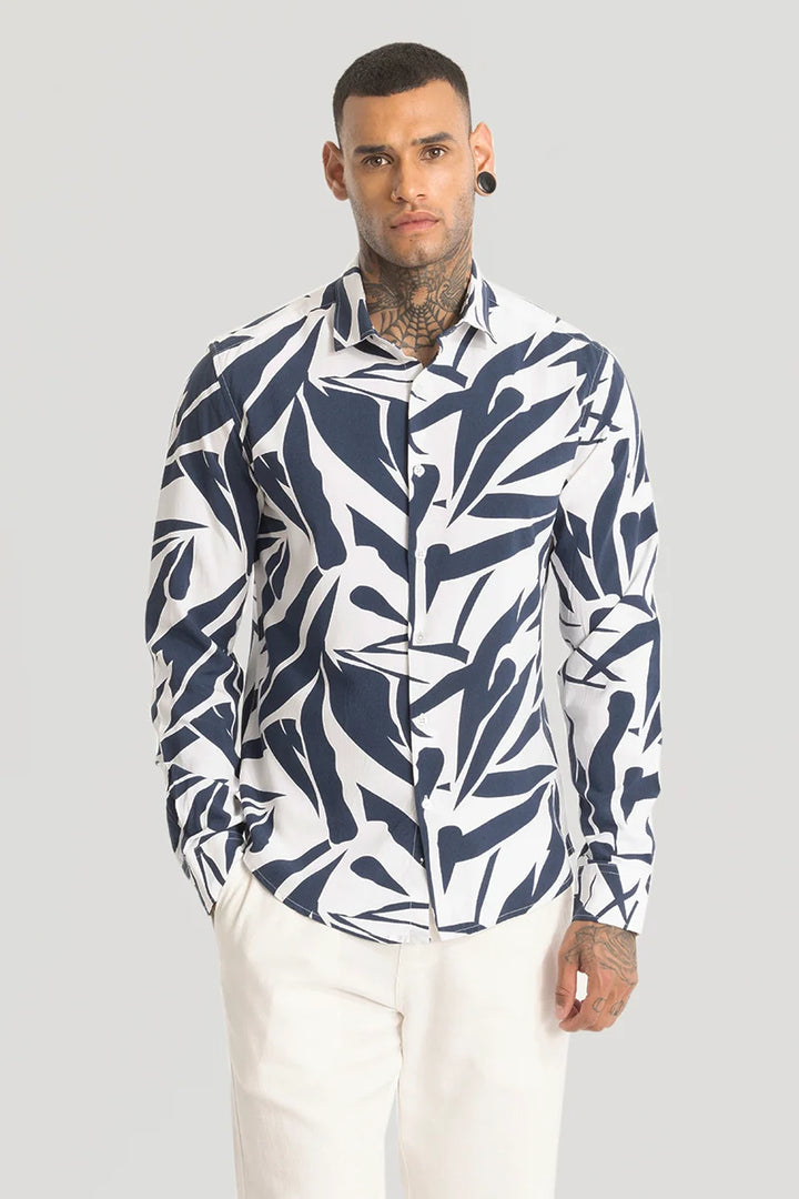 Navy Abstract Printed Shirt