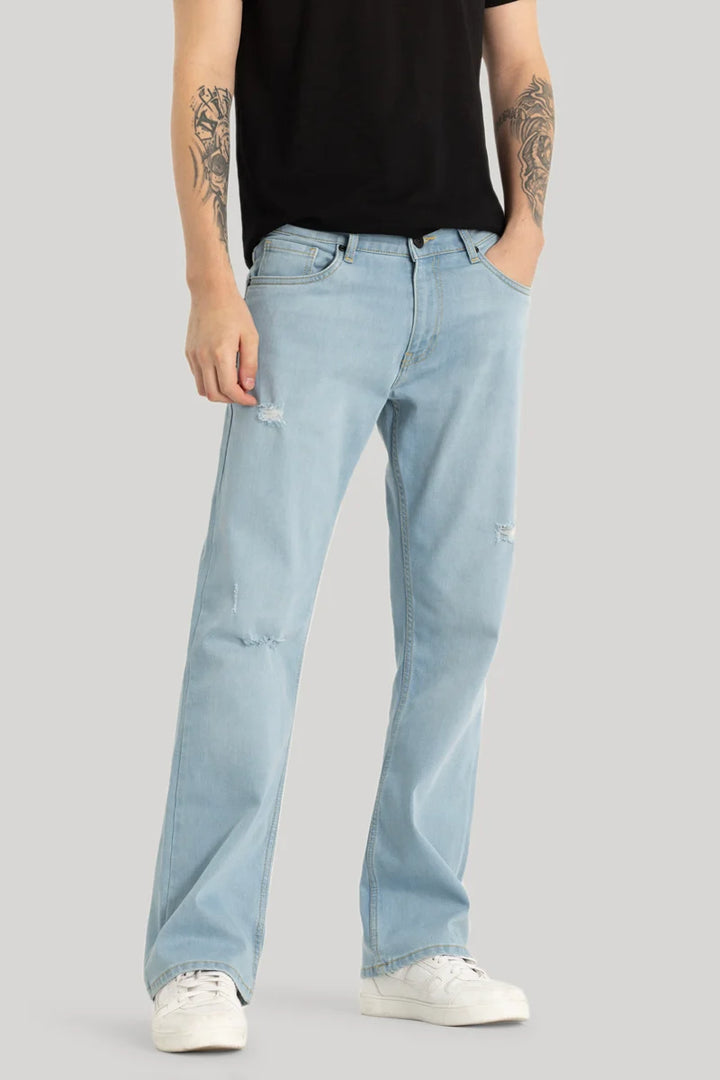 Light Blue Distressed Bootcut Jeans