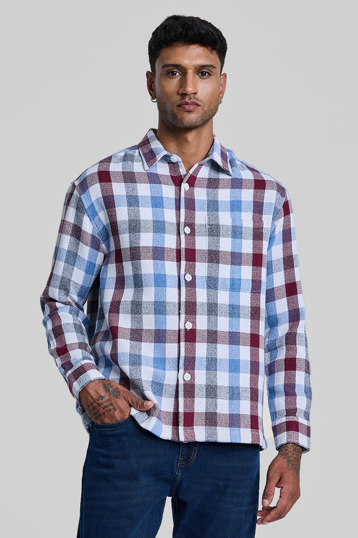 Light Blue Box Fit Gingham Shirt