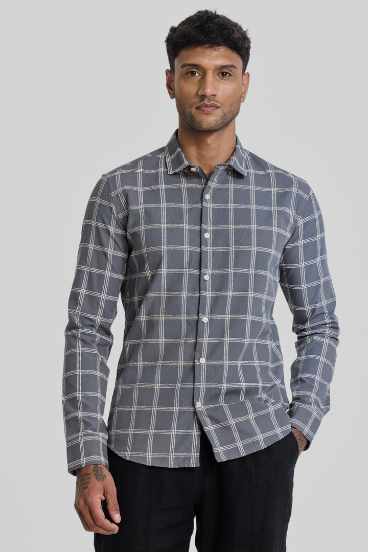 Grey Checks Slim Fit Shirt