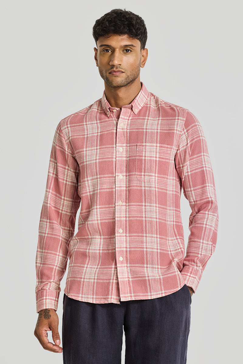 Red Checks Linen Shirt