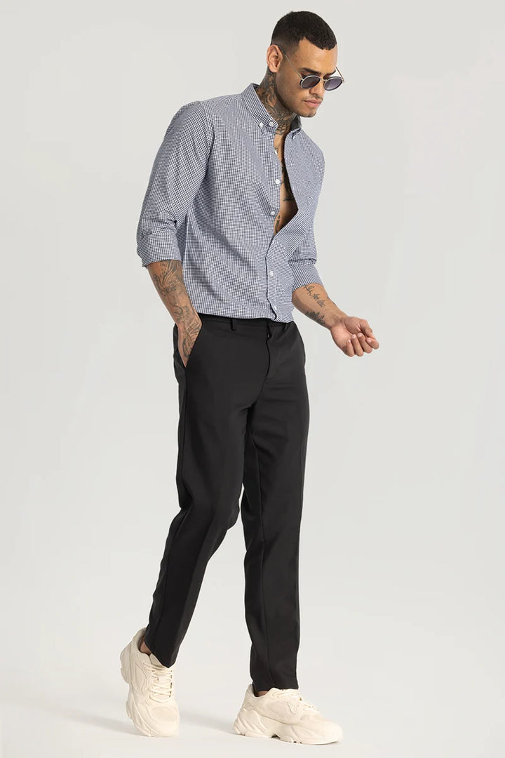 Charcoal Grey Plain Regular Fit Trousers