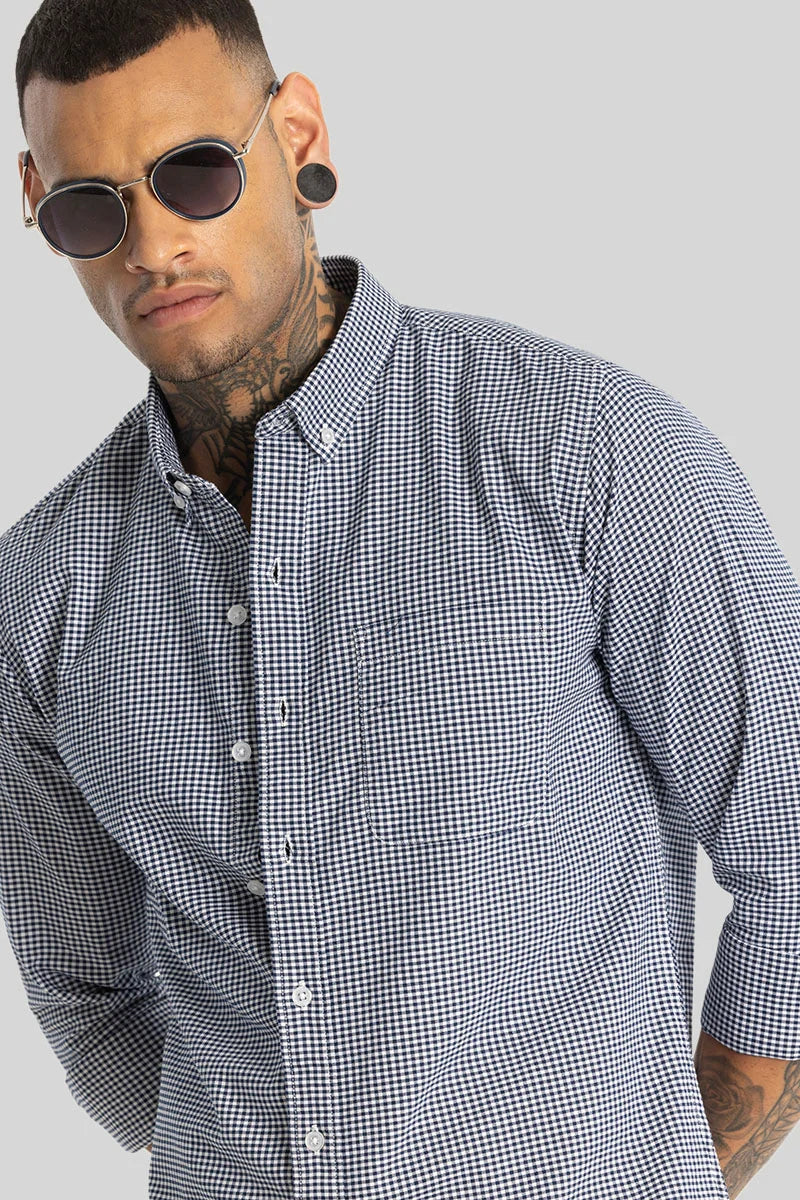 Dark Blue Oxford Checks shirt