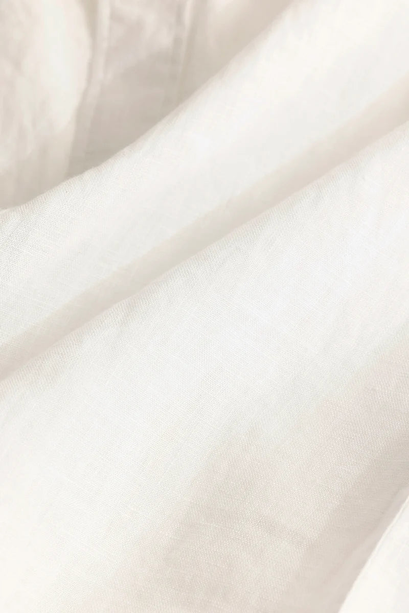 Elementary White Plain Pure Linen Shirt