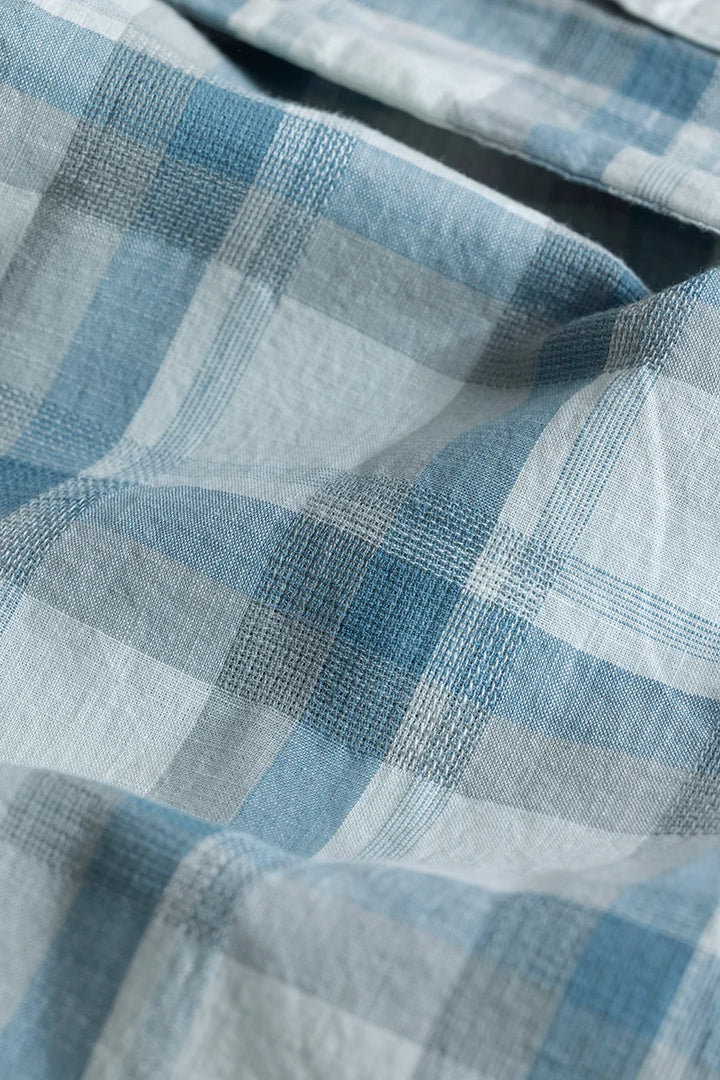 Alessia Blue Checks Linen Blend Shirt