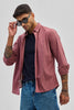 Pink Slim Fit Corduroy Shirt