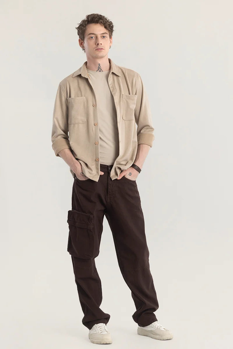 Suedineer Beige Plain Shirt