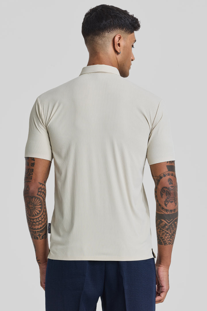 Cream Stitchless Polo T-Shirt