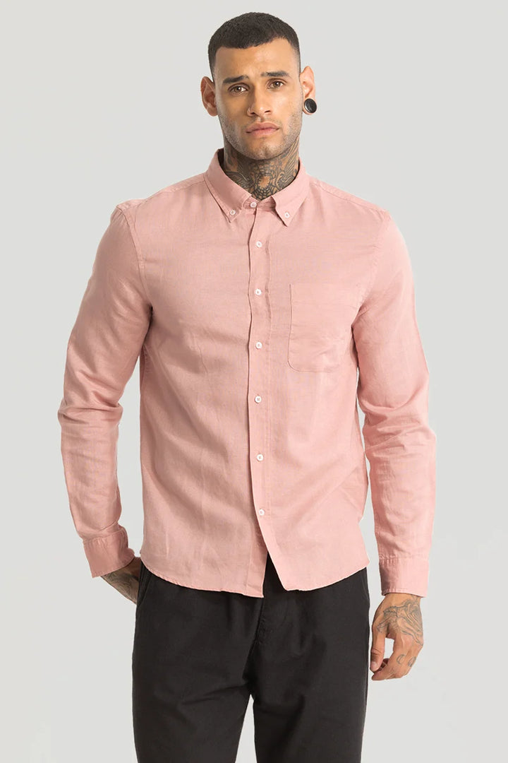 Pink Linen Blend Shirt