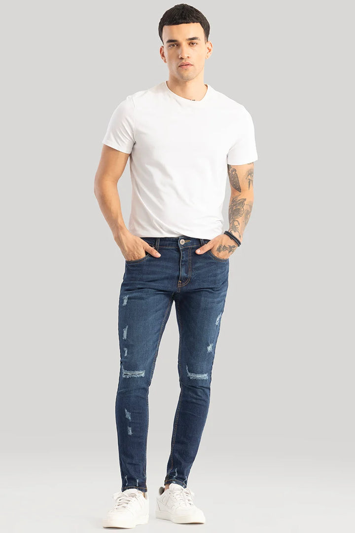 Ilaria Denim Blue Distressed Skinny Fit Jeans