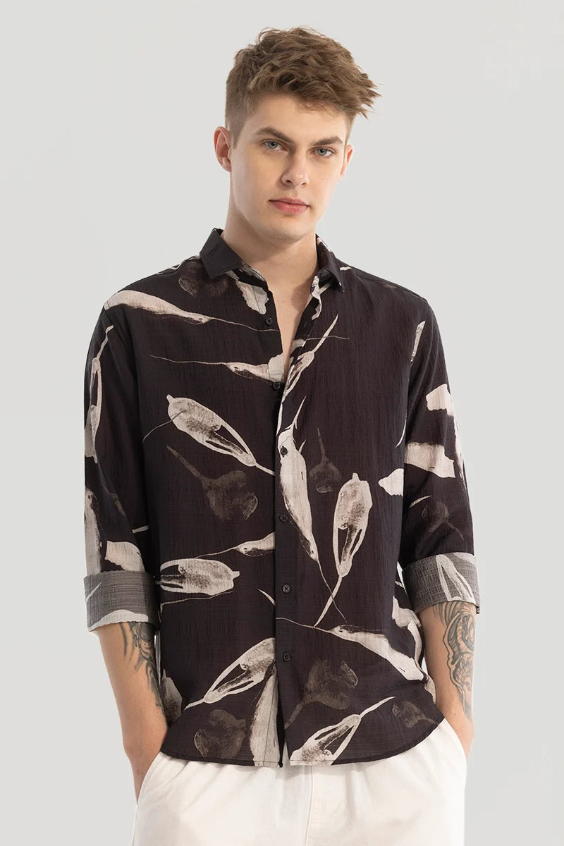 Black Textured Abstract Shirt