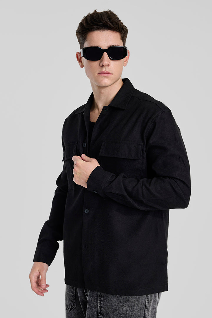 Black Double Pocket Overshirt