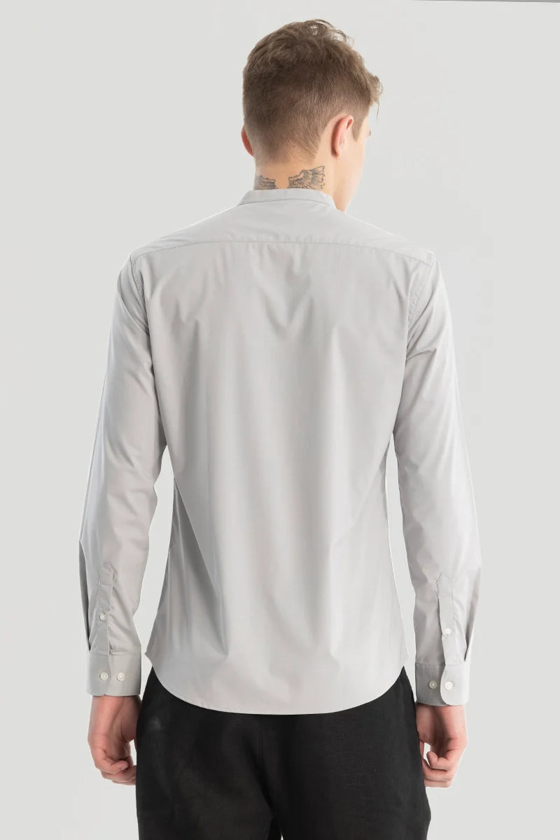 Ash Grey Plain Mandarin Shirt