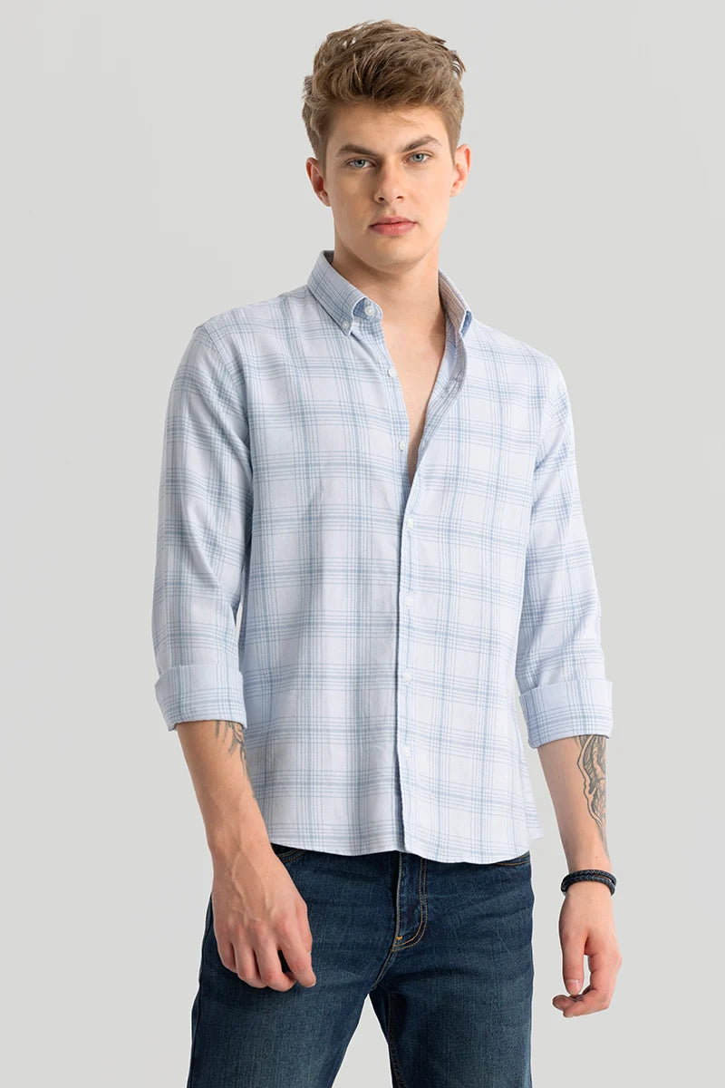 Fleur Sky Blue Checks Shirts