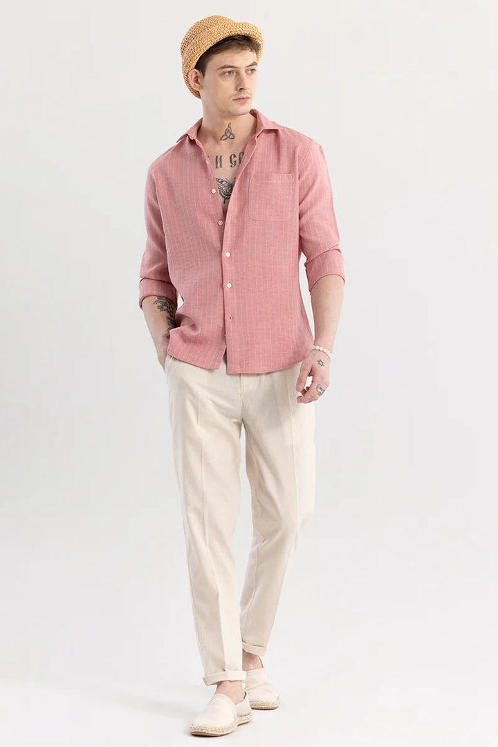 Linen Line Peach Stripe Shirt