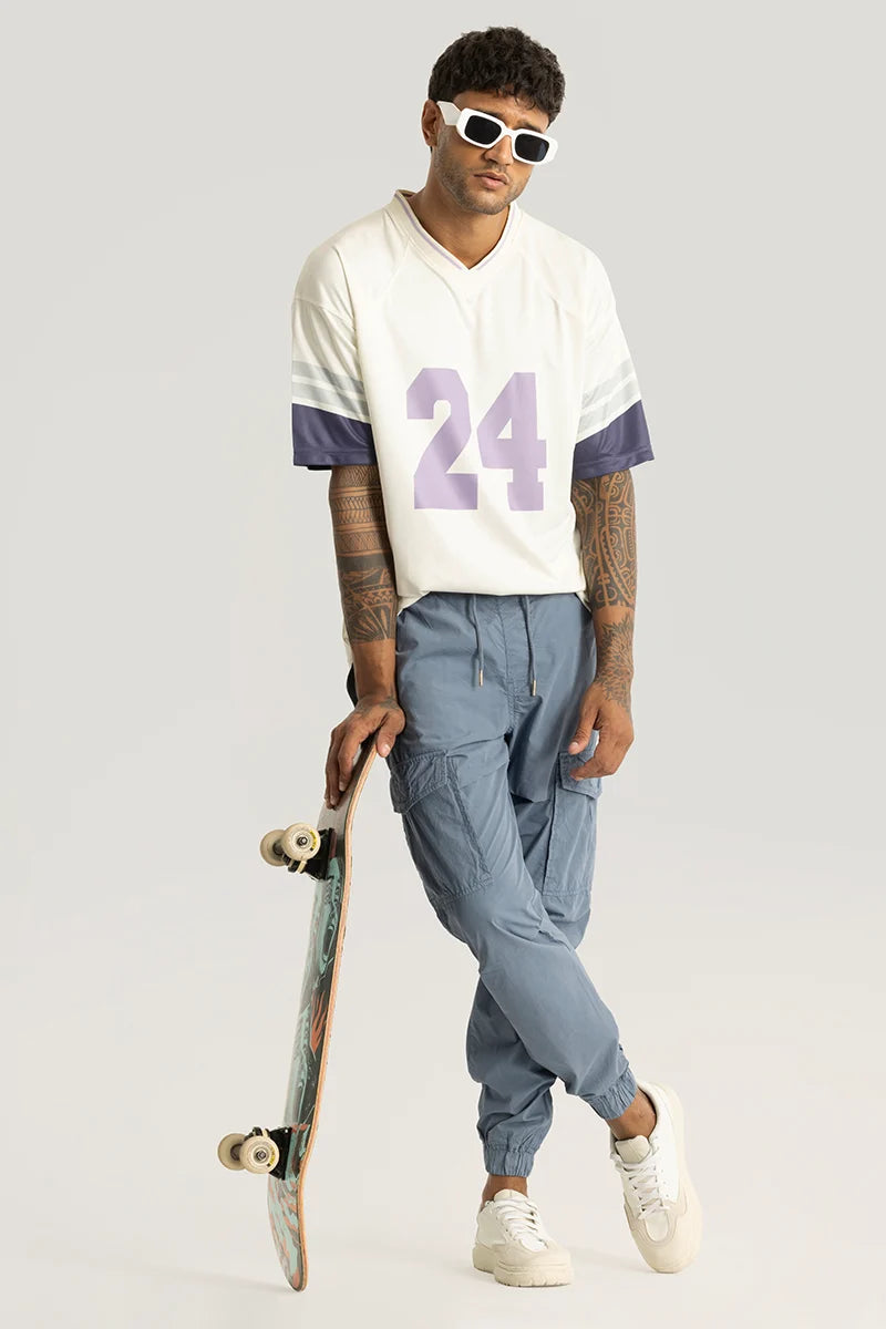 Realm Greyish Blue Plain Regular Fit Cargo Pants