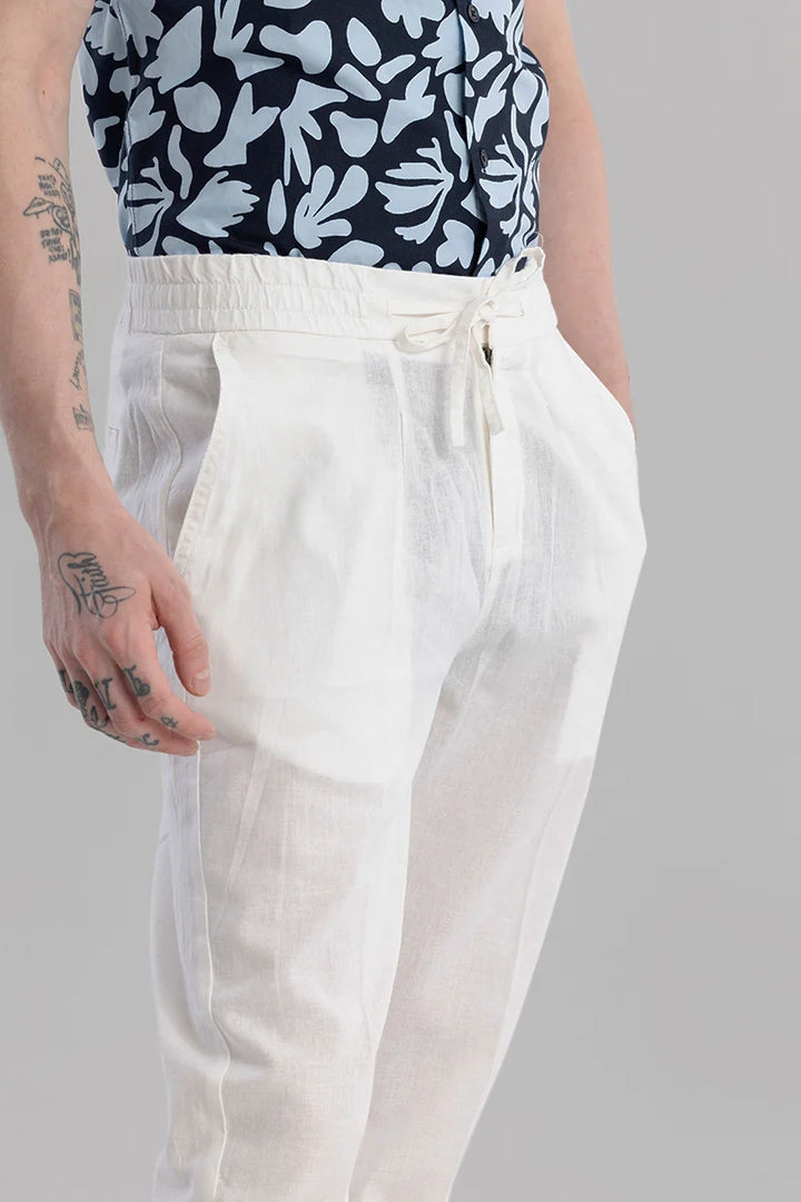 Nova White Linen Blend Trouser