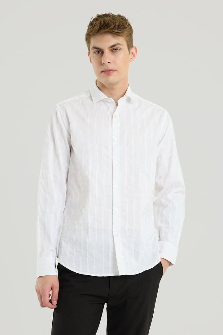 White Self Striped Shirt