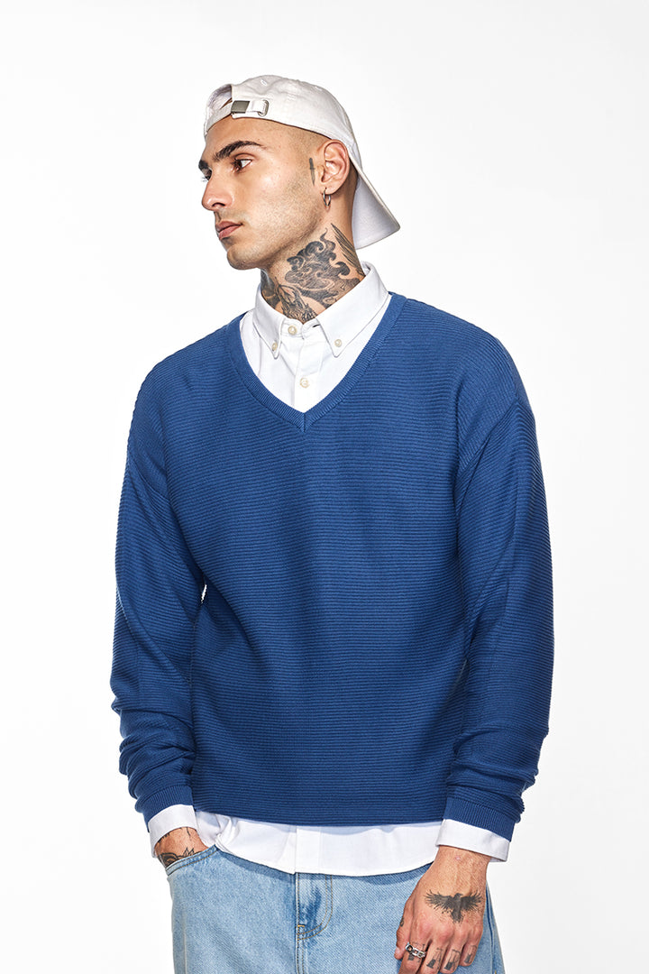 Core Lab Dark Blue Textured Sweater