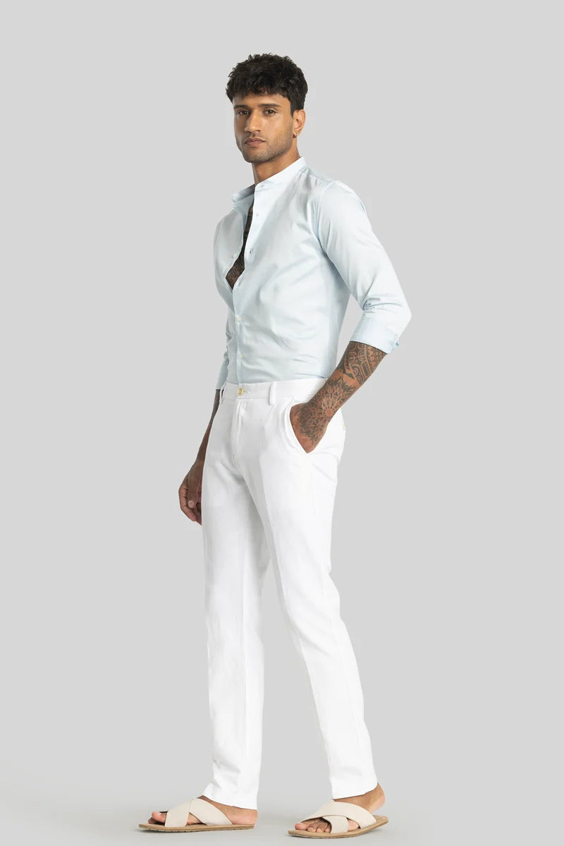 Mads White Plain Irish Linen Trousers