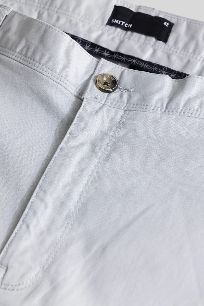 Seemly Off White Plain Regular Fit Plus Size Chinos