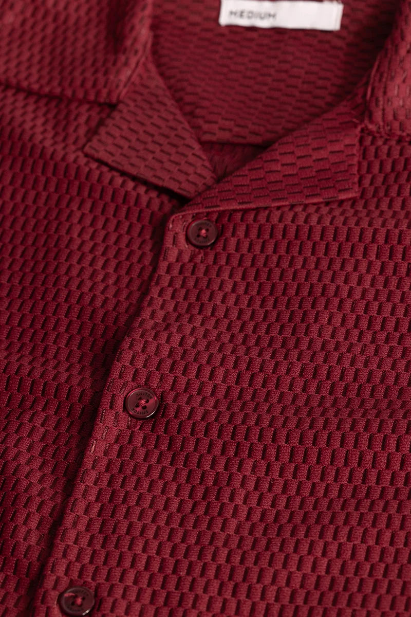 Maroon Cuban Textured shirt