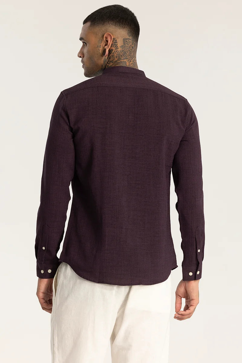 Purple Mandarin Linen Shirt