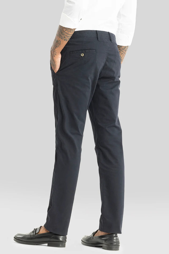 Astral Navy Plain Slim Fit Chinos