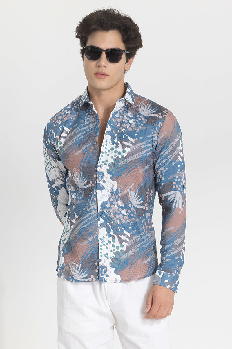 Blue Textured Abstract Shirt