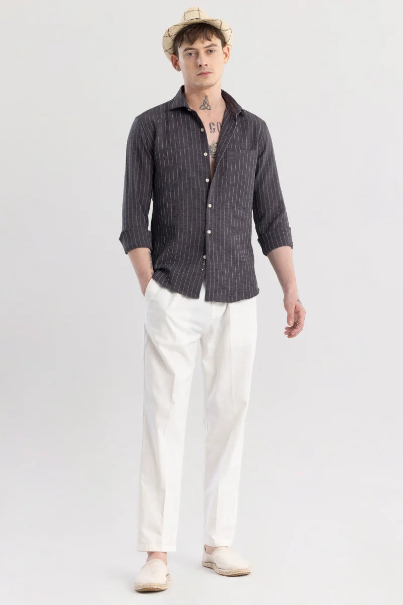 Linen Line Grey Stripe Shirt