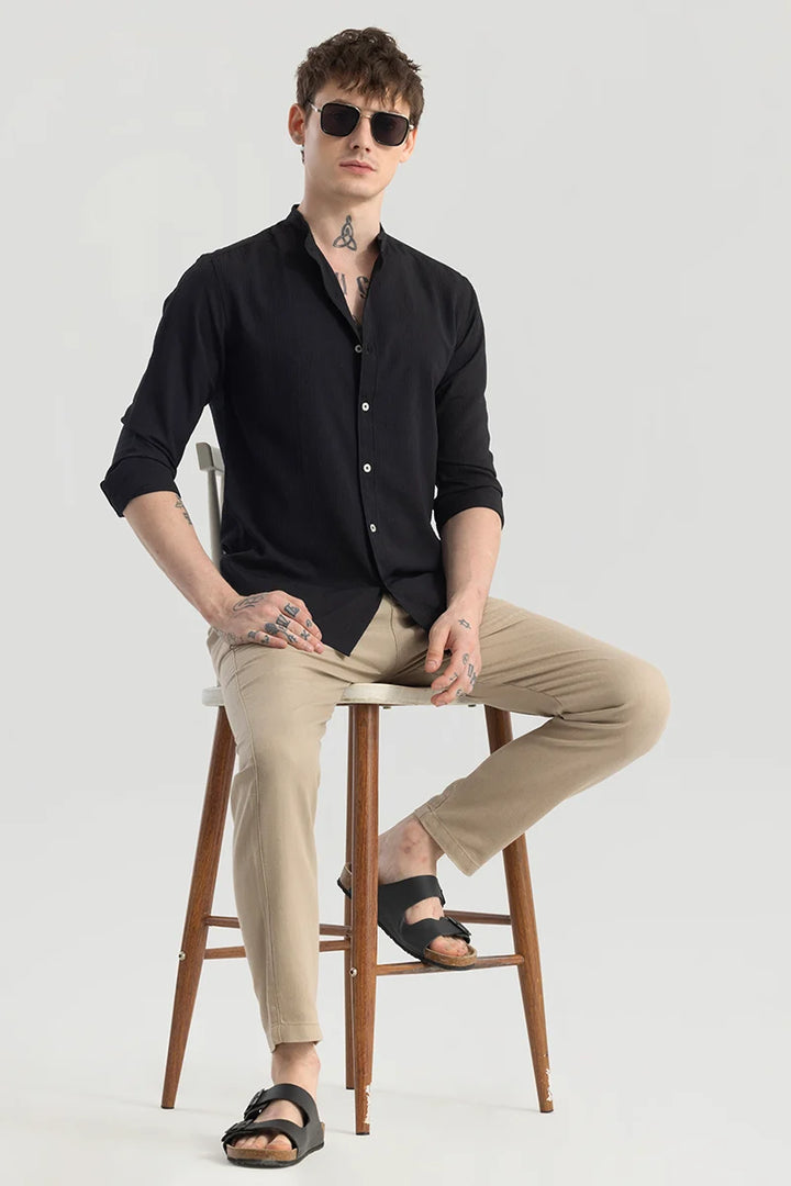 Berit Black Textured Shirts