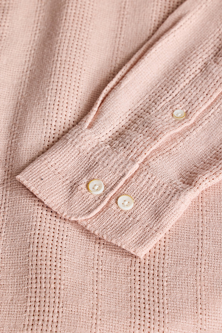 Peach Knitted Slim Fit Shirt