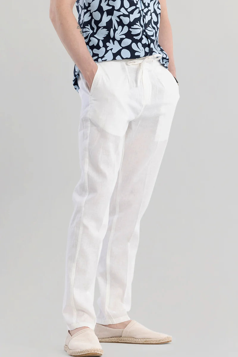 Nova White Linen Blend Trouser