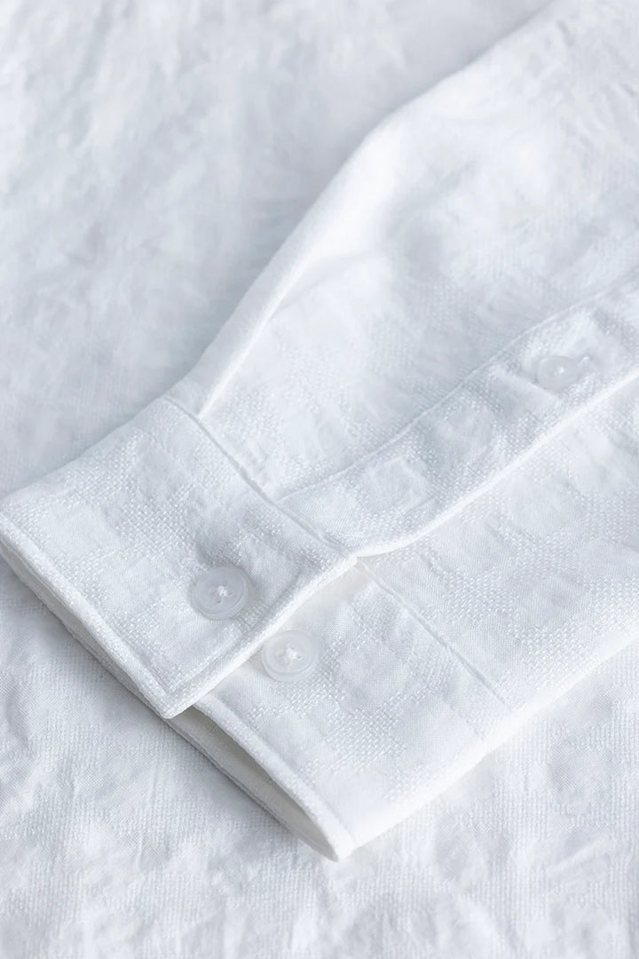 White Mandarin Textured Shirt