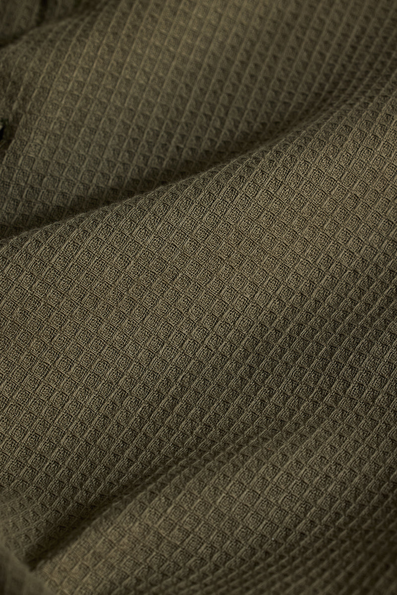 Olive Slim Fit Textured Shirt