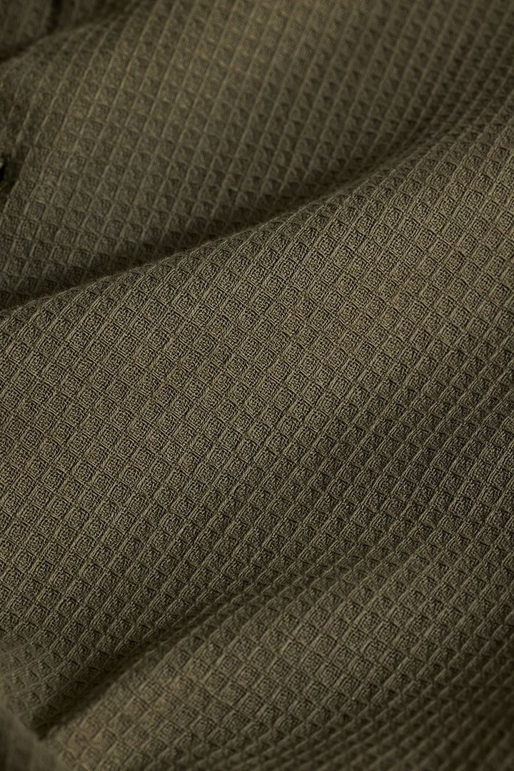 Olive Slim Fit Textured Shirt