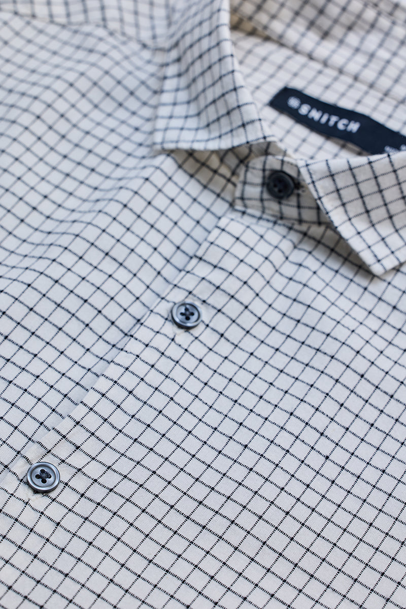 White Mini Checks Slim Fit Shirt