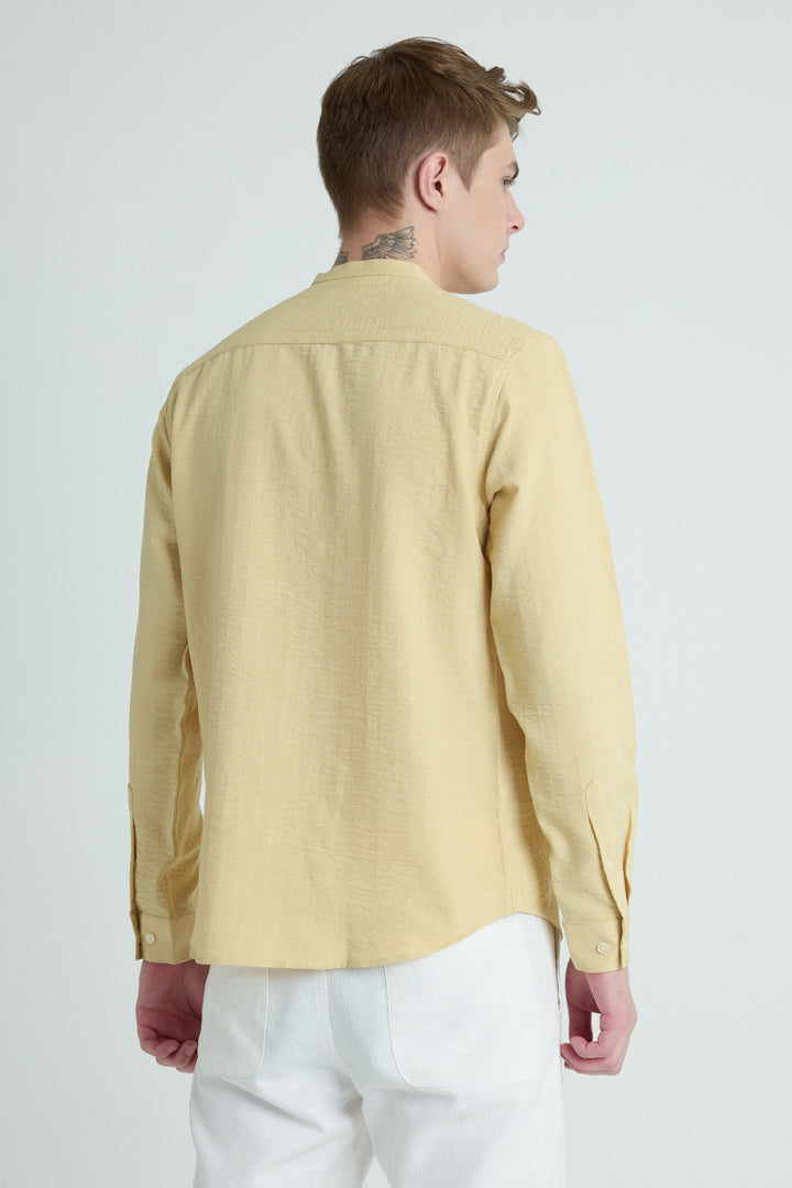 Yellow Mandarin Textured Shirt