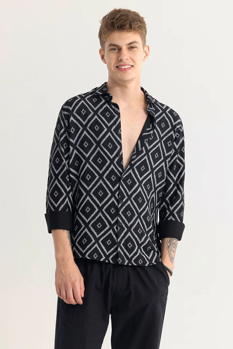 Ivar Geometric Black Shirt