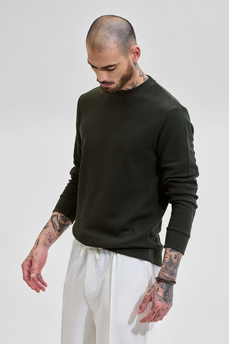 Olive Textured Sweatshirt