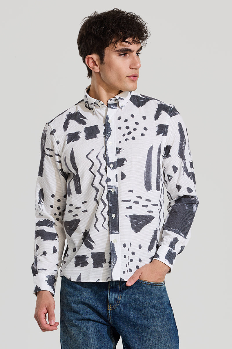 White Textured Abstract Shirt