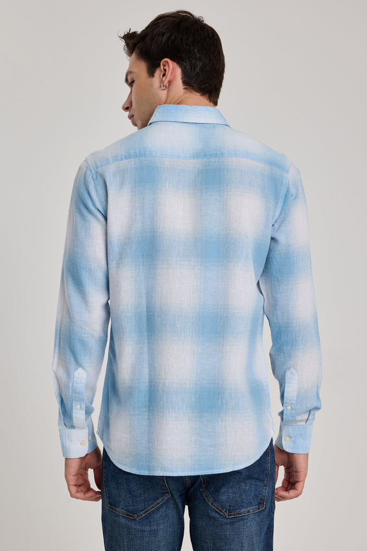 Light Blue Checks Linen Shirt