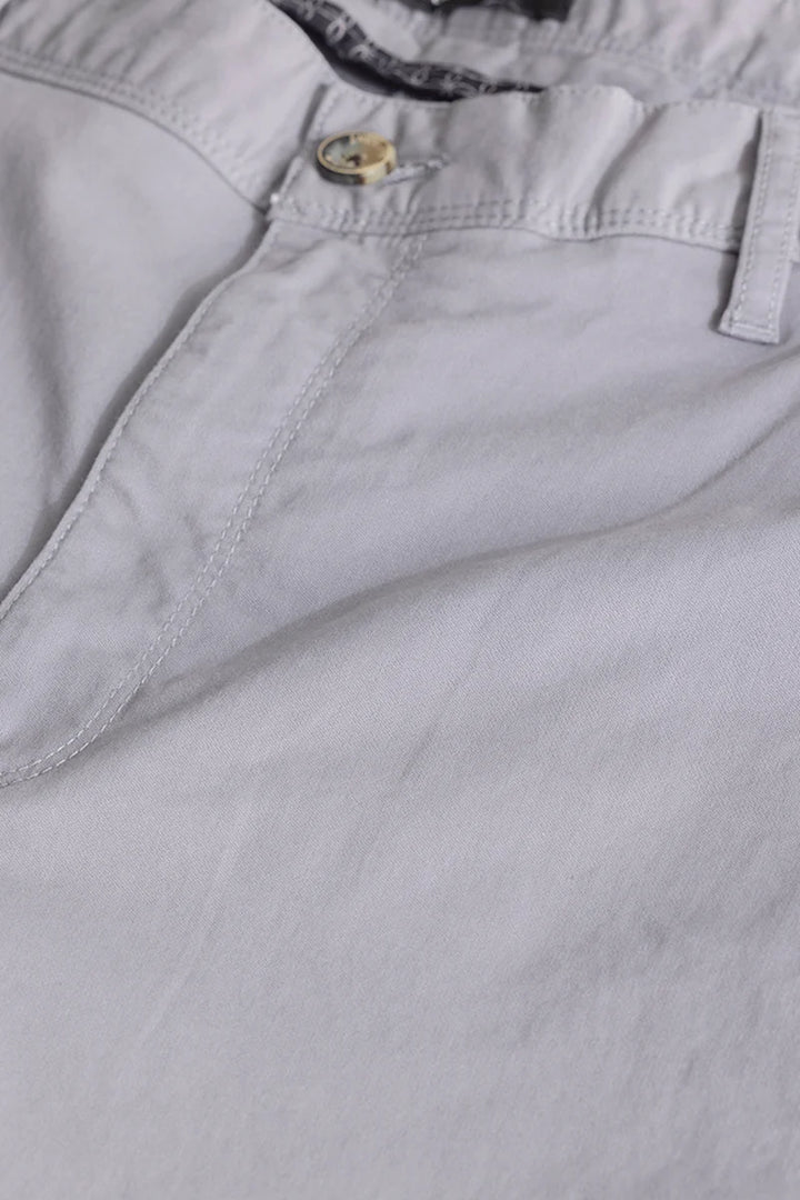 Seemly Light Grey Plain Regular Fit Plus Size Chinos