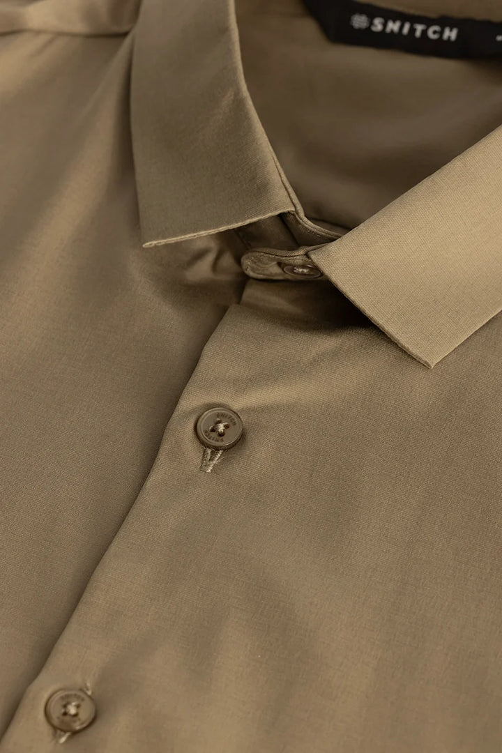 Khaki Slim Fit Stretch Shirt