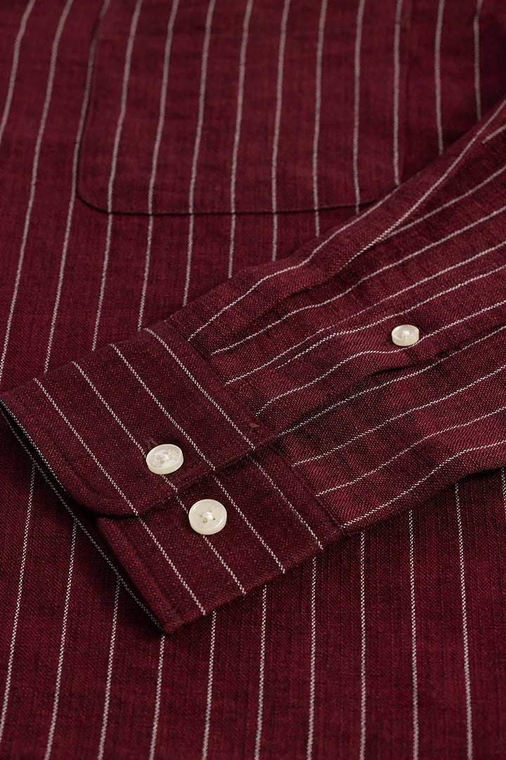 Linen Line Maroon Stripe Shirt