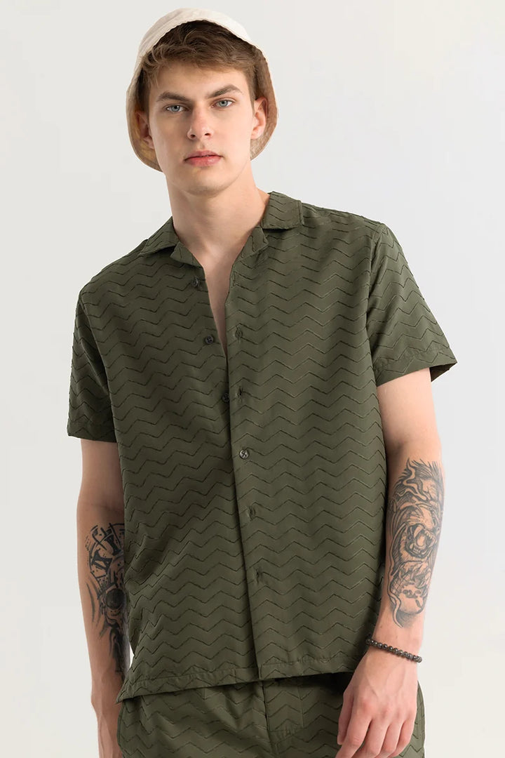 Cross Wave Olive Textured Co-Ords