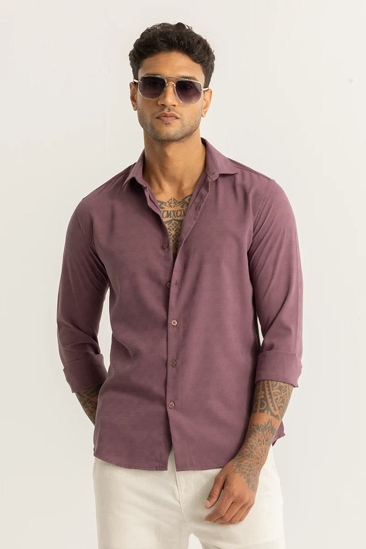 Anselmo Mauve Self-Design Shirt