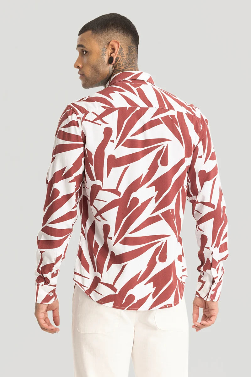 Reddish Brown Abstract Printed Shirt